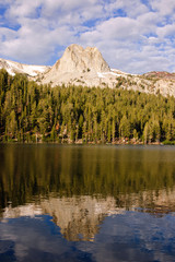 reflection in mountain lake at dawn on the Minarets