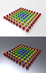 Chromowane kolorowe kulki - tęcza (stół studyjny) © Vermicule design