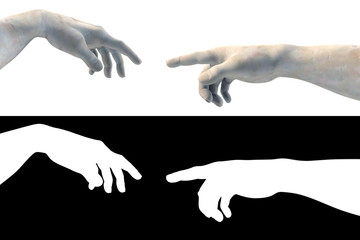 Gottes Hand und Adam in Marmor