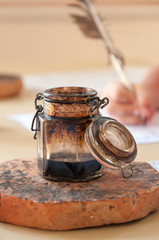 Ink Well and Quill Pen