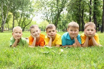 Naklejka na ściany i meble Group of children in the park
