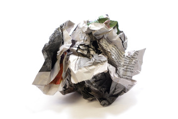 crumpled newspaper