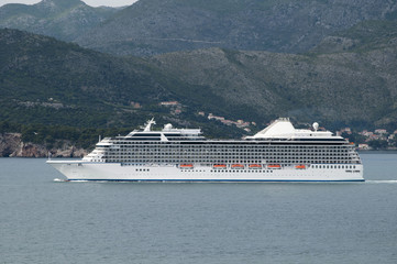Cruise liner Leaving Dubrovnic Croatia Europe