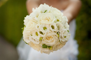 Bride holding wedding bouquet