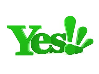 3D of the word Yes isolated against a white background