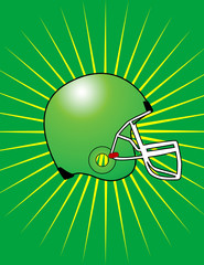 Green Football Helmet with Starburst Background! Vector eps8