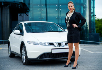 woman next to her car