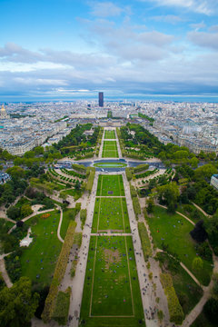 View to The Champ de Mars of Paris from Effeil tower