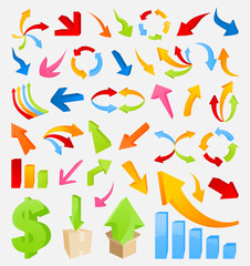 Set of icons 3D the marksman. A vector illustration