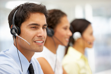 Businessman wearing headset