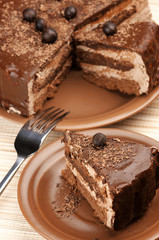 Homemade chocolate cake close-up