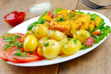 Fried fish with potatoes