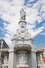 Geni Catala Fountain near Palau Square in Barcelona, Spain