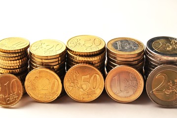 10 Cent bis 2 Euro M&uuml;nzstapel