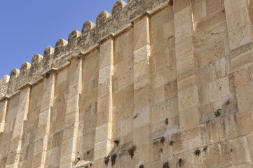 Huge wall of Patriarchs Cave in Hebron, Israel.