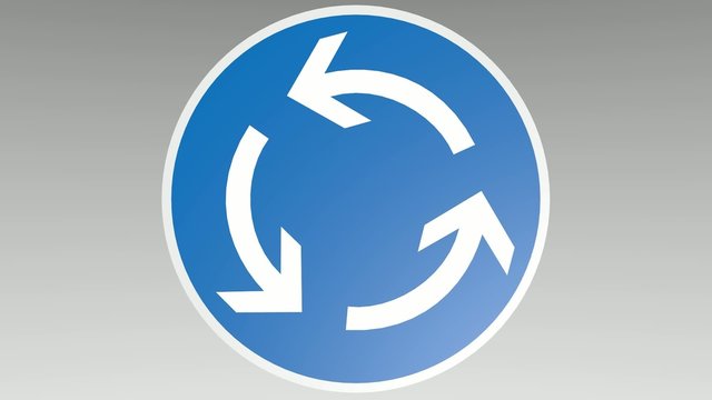 Kreisverkehrsschild drehend