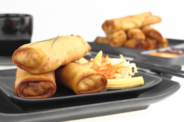 Spring rolls on a plate