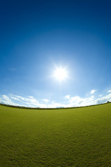 青空と太陽と草原