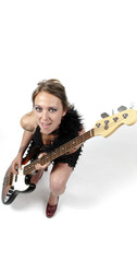 Fototapeta premium Girl on rock guitar