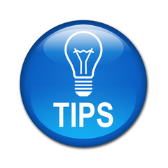 boton brillante simbolo y texto TIPS