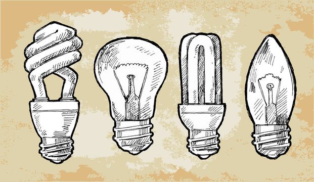 Set vector illustration of light bulb