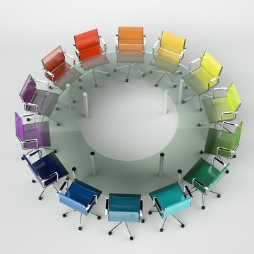 B&uuml;rodesign - Konferenztisch bunt