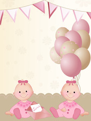 Obraz na płótnie Canvas Twins babies card
