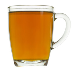 glass cup of tea on a white background