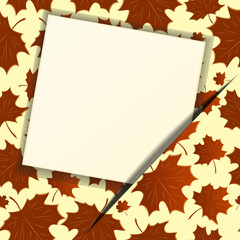 Autumn background with an empty paper. Eps 10