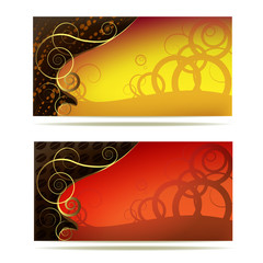 Colored background with curly gold decoration
