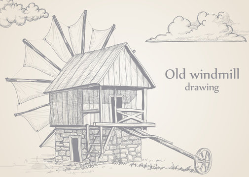 Old windmill drawing