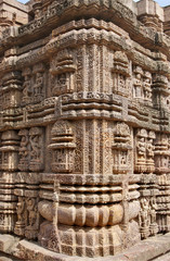 Exquisite carving and sculptures at the corner of the Sun temple