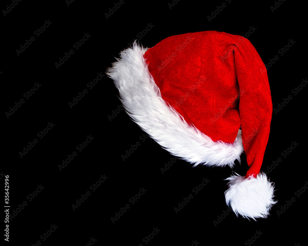 Canvas Prints santa's hat isolated on black background