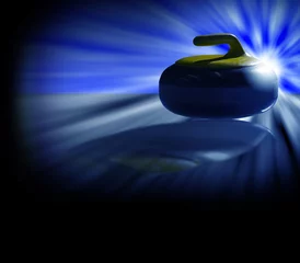 Rolgordijnen curling stone backlight blue © Jamie Roach