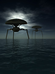 Alien Tripods In Ocean