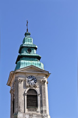 Fototapeta na wymiar Old church tower with clock