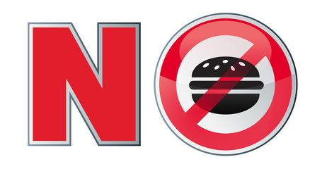 Interdit, interdiction de manger des sandwich et hamburger