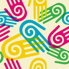 Colorful Pattern hands with spiral symbol