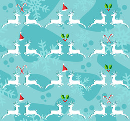 Christmas reindeer seamless pattern background