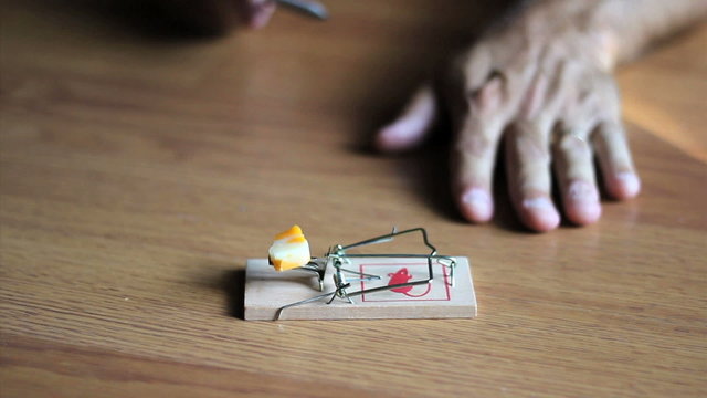Man Testing A Mouse Trap