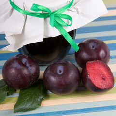 Bank of plum jam