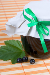 Jam-jar of black currant