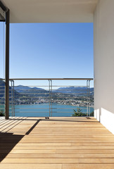 Modern apartment,.balcony with panoramic view