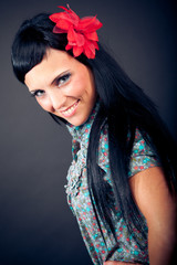 Naklejka premium Pretty women on black background