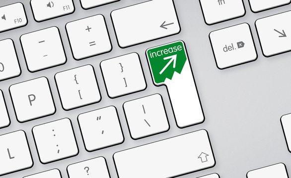 increase stock arrow icon, button on white keyboard