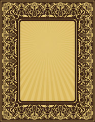 Rectangle gold frame with floral ornamental border