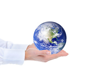 Planet Earth in the female hand