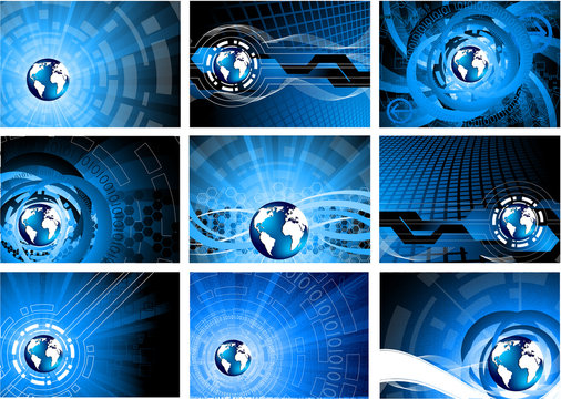 Set of backgrounds with globe