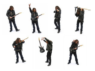 Heavy metal guitar player, poses