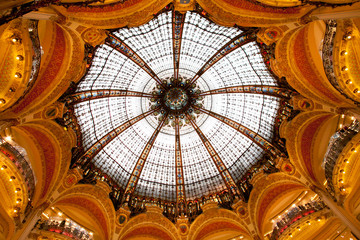 Lafayette Galleries dome in the center of Paris France